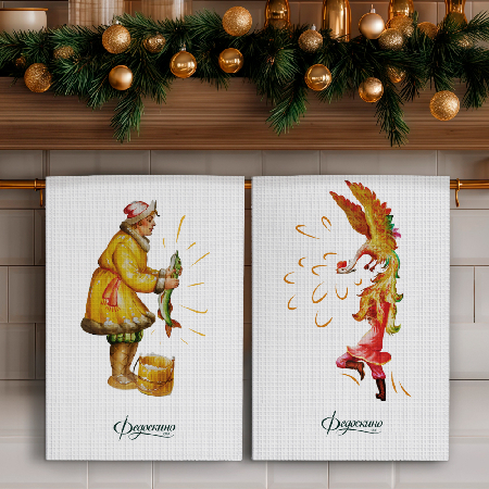 Набор полотенец вафельных Сказки о чуде "Федоскино"